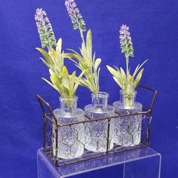 Wire Mesh Basket Glass Bottles Craft Wedding Farmhouse Shabby Chic Rustic - Picture 4 of 11